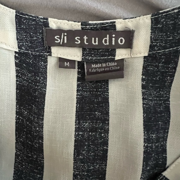 Blue and White Striped Sleeveless Blouse - Picture 7 of 7